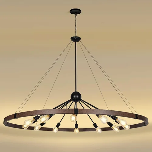 Vista 9 de Klgxnrd Candelabros de granja de 31.5 pulgadas para comedor, candelabro rústico de rueda de carro para entrada, lámpara Sputnik para zona