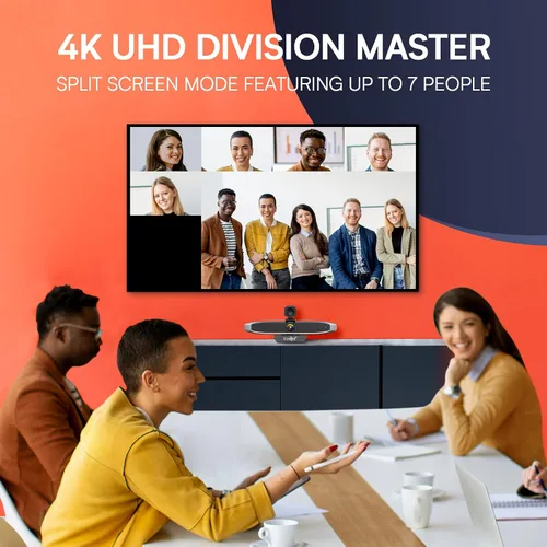 Vista 4 de COOLPO Cámara web 4K de videoconferencia, enfoque inteligente de control de gestos, encuadre automático AI con FoV de 110°, reducción de ruido