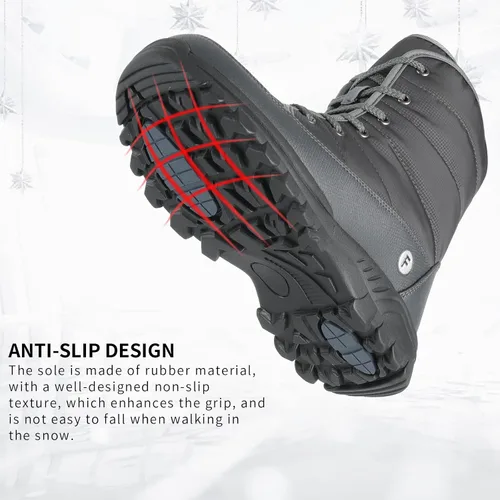 Vista 4 de Botas de nieve de invierno cálidas e impermeables para hombre y botas antideslizantes para senderismo cálidas e impermeables