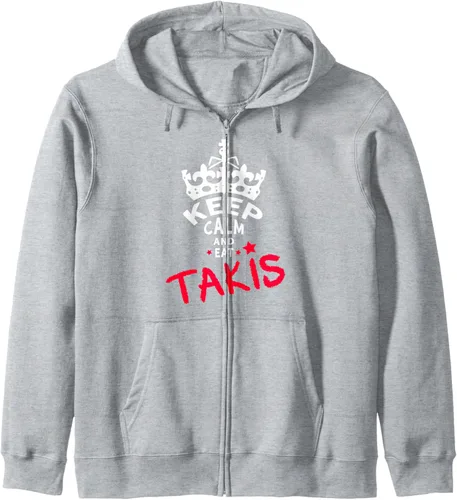 Vista 3 de Keep Calm And Eat Takis Sudadera con capucha con cremallera White Foodies Design, Negro