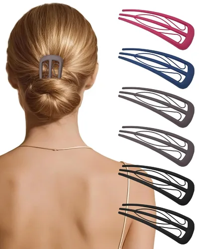 Vista 9 de 6 horquillas francesas para mujer, tenedores en forma de U para moño, moños, rizos franceses, fijación fuerte, 3 dientes internos, palillos