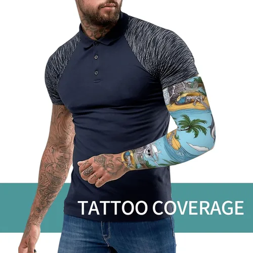Vista 7 de RIMENCH Mangas de protección solar para brazos, cubierta de tatuaje, mangas solares para hombres, mujeres y jóvenes