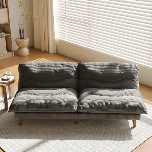 Vista 8 de LLappuil Sofá cama futón, sofá futón de 69 pulgadas con respaldo ajustable, sofá cama convertible de pana, reclinable plegable, sofá biplaza