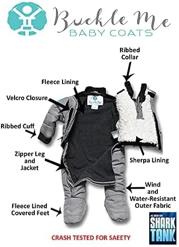 Vista 7 de Buckle Me Baby Coats Chaqueta de invierno de asiento de coche más seguro de cierre rápido para niño o niña, como se ve en Shark Tank