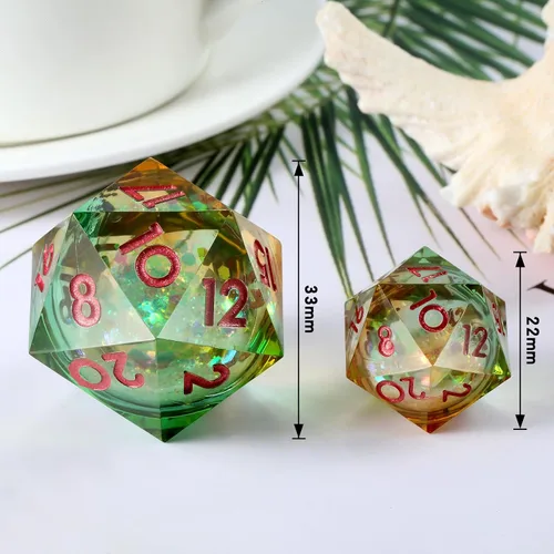 Vista 3 de DNDND - Dados D20 de 1.299 in, 1.31 pulgadas, ojo de dragón líquido, 20 dados con hermosa caja de regalo para Calabozos y Dragones (azul)