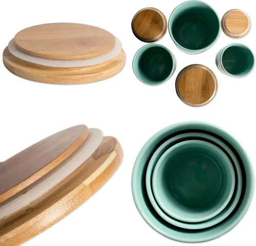 Vista 5 de DII Accesorios de cocina Colección retro, cerámica, juego de recipientes, aguamarina, 3 piezas