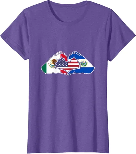 Vista 25 de Corazón manos México, El Salvador y Estados Unidos. Camiseta, Negro