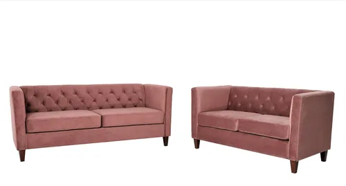 Vista 14 de Container Furniture Direct Sofá clásico de oficina tapizado de terciopelo de tres plazas con capitoné, cómodo sofá de oficina para espacios grandes
