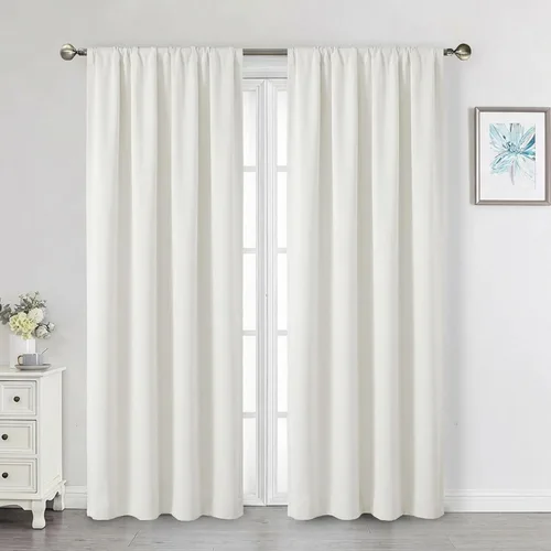 Vista 125 de Cortinas opacas para dormitorio, sala de estar, juego de 2 paneles de 54 pulgadas de largo, cortinas de oscurecimiento de habitación con aislamiento