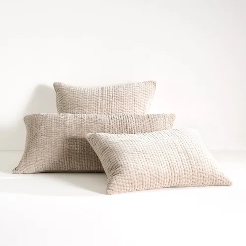 Vista 12 de Pine Cone Hill TAFT - Funda de almohada acolchada neutra, tamaño estándar, patrón de rayas multi/blancas