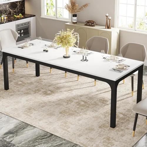 Vista 11 de Tribesigns Mesa de comedor negra para 6-8 personas, mesa rectangular grande de 78 pulgadas para comedor, 78.7 x 27.5 x 29.5 pulgadas (solo mesa)