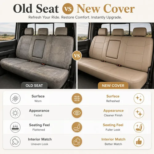Vista 6 de GXARTS Funda de asiento de repuesto de cuero para asiento trasero inferior de color marrón compatible con Ford Excursion 2002-2005 compatible