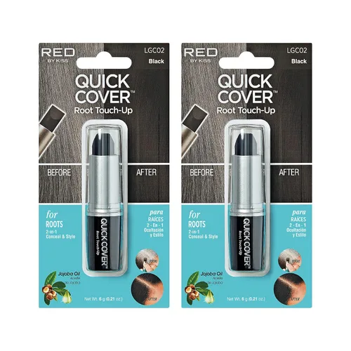Vista 8 de RED by Kiss Barra de retoque de raíz de cobertura rápida, corrector temporal de cabello gris resistente al agua con cepillo para raíces y barba, 1