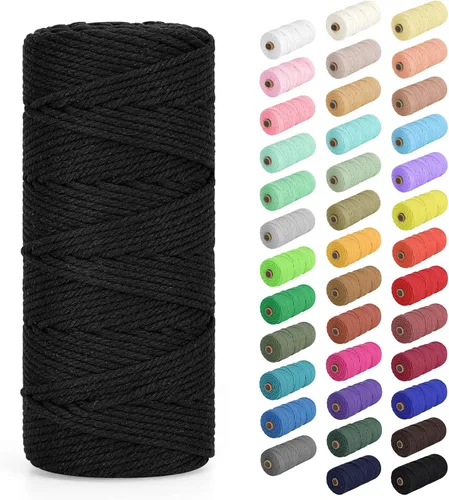 Vista 84 de Cuerda de macramé de 0.079 in x 220 yardas (656 pies), cuerda de algodón natural para colgar en la pared, ganchos de plantas, manualidades Verde