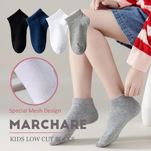 Vista 2 de Calcetines de algodón de corte bajo para niños, calcetines escolares sin costuras, 6 paquetes