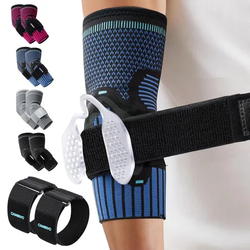 Vista 9 de CAMBIVO 1 par de codo de tenis con almohadillas de gel dobles para soporte específico del antebrazo, coderas con correa ajustable para codo