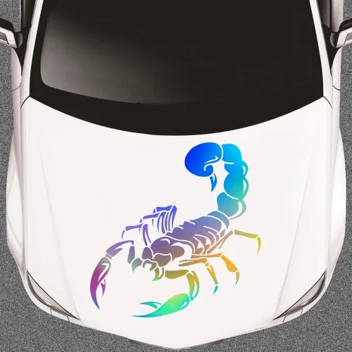 Vista 5 de JSCARLIFE Scorpion - Calcomanías de automóvil, prácticas calcomanías láser para capó de automóvil, calcomanías gráficas de vinilo autoadhesivas