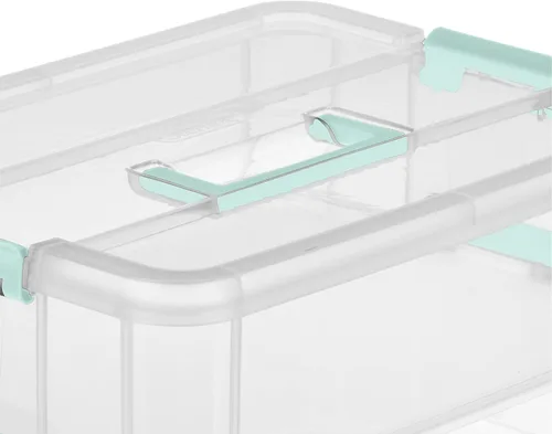 Vista 8 de Sterilite Stack and Carry - Caja de mango de 2 capas, contenedor de almacenamiento pequeño de plástico apilable con tapa de pestillo, contenedor