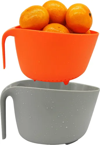 Vista 6 de Juego de colador y colador de cocina, 2 en 1, cesta de lavado de frutas y verduras para remojar, escurrir pasta, arroz, quinua, granos pequeños