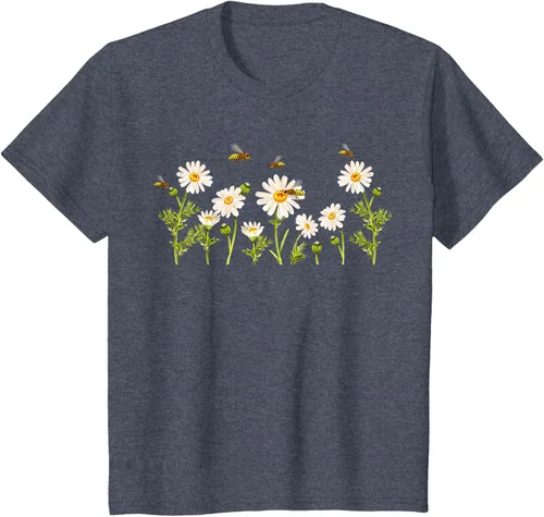 Vista 92 de Marguerites Daisy - Camiseta de verano con margaritas de jardín de flores, Negro, S