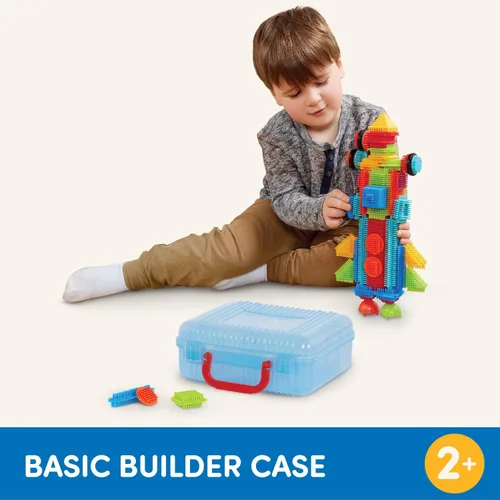 Vista 7 de Battat Bloques de cerdas - Bloques de construcción entrelazados STEM - Juego de 50 piezas - Estuche de transporte reutilizable - Juguetes