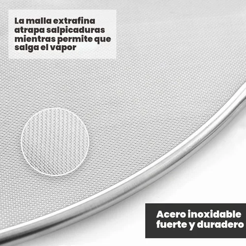 Vista 5 de Pantalla contra salpicaduras para cocinar, protector de salpicaduras de grasa de acero inoxidable para sartén, sin desorden de aceite de cocina, sin