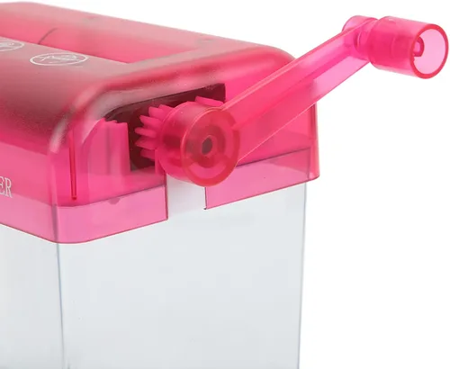 Vista 6 de Kudoo Trituradora manual, trituradora de papel de manivela, A6, mini trituradora totalmente transparente, funciona manualmente, corte cruzado