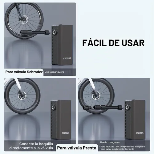 Vista 6 de CYCPLUS Bomba eléctrica para bicicleta, A3Mini, 120 PSI, motor sin