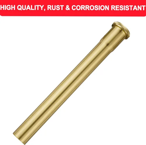 Vista 5 de Tubo de extensión de junta deslizante de latón de 1-1/4 de diámetro x 12 pulgadas, tubo de extensión resistente para desagüe de fregadero de baño