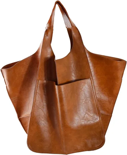 Vista 11 de KlaOYer - Bolso de mano de cuero de gran capacidad, bolso de trabajo, bolso hobo de piel sintética, bolso de mano y bandolera grande, bolso de viaje