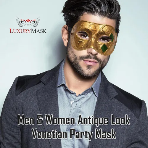 Vista 2 de Máscara de mascarada para hombre, máscara de aspecto antiguo para Halloween, fiesta veneciana, fiesta de máscaras, Mardi Gras y baile de graduación
