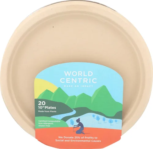 Vista 7 de World Centric Platos de fibra compostable, 9 pulgadas, sin crueldad, sin gluten, 20 piezas (paquete de 1)