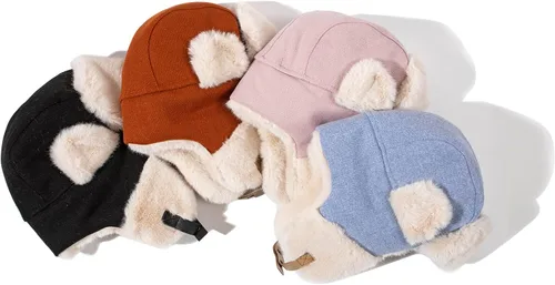Vista 6 de Croogo Sombrero esquimal para clima frío, sombrero de trampero grueso de invierno, sombrero ruso Ushanka, resistente al viento, sombrero de esquí