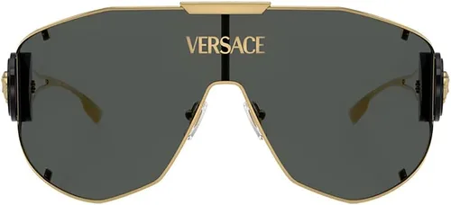 Vista 2 de Versace VE 2268 100287 - Gafas de sol con escudo de metal dorado, lentes grises