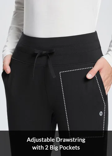 Vista 4 de BALEAF Pantalones deportivos con forro polar para mujer, pantalones de senderismo de cintura alta, resistentes al agua, pantalones térmicos de esquí