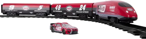 Vista 3 de Lionel NASCAR Hendrick Motorsports - Juego de tren para el 40 aniversario – Motor diésel a batería listo para jugar con 1:64 fundido a presión