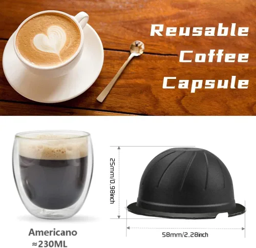 Vista 2 de 5 cápsulas de café reutilizables Vertuo, cápsulas de café recargables, compatibles con máquina de café Nespresso Vertuo, con 2 cápsulas de café