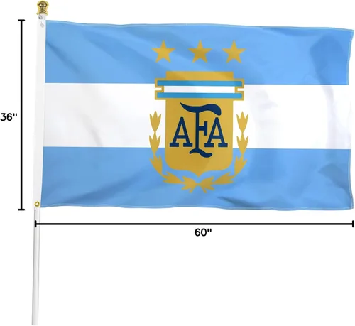 Vista 2 de XIFAN Bandera de tres estrellas premium de Campeones del Mundo Argentina 2022 de 3 x 5 pies para exteriores, banderas nacionales argentinas
