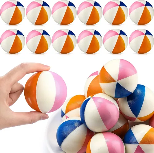 Vista 13 de Jerify - 24 mini bolas de estrés para playa de 2.5 pulgadas, espuma de arcoíris, recuerdos de fiesta Soft PU Foam Stress Relief, Colorful Toys for