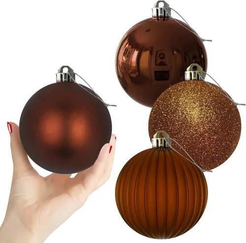 Vista 140 de Esferas pequeñas de bronce de 1.6 pulgadas para decoración del árbol de Navidad, adornos inastillables para cumpleaños, Halloween, vacaciones, boda