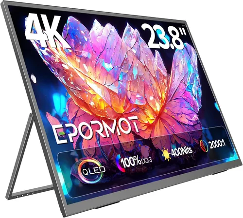 Vista 8 de QLED - Monitor portátil dual de 23.8" 100Hz FHD 1080P apilable – Pantallas verticales duales de 125% sRGB para codificación/juegos/trading, extensor