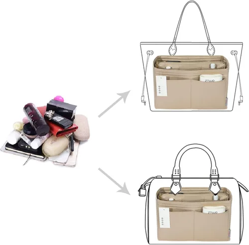 Vista 4 de ZTUJO Organizador de bolso, organizador de bolsa de fieltro con cremallera de metal, bolso y moldeador de bolso, para Speedy Neverfull Tote, 7