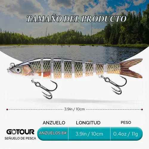 Vista 2 de GOTOUR Jointed Swimbaits, Easy Catch Fishing Lures for Bass Trout Crappie A1-4"-0.4oz