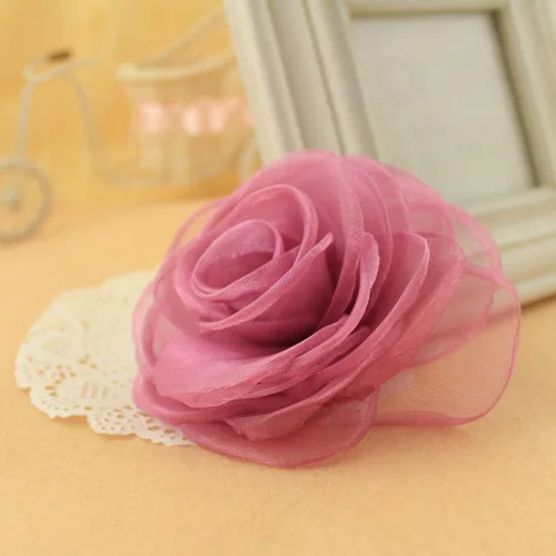 Vista 19 de adorables broches de rosas, clip para el cabello de flores de seda para mujer [joyas], sin metal, Rojo, XOTW05C4