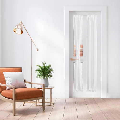 Vista 32 de NICETOWN - Cortinas de luz lateral para puerta de 72 pulgadas de largo para ventanas de lino, cortinas opacas para privacidad con protección contra
