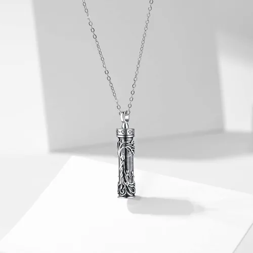 Vista 36 de Collar con colgante de urna de cenizas de cremación y árbol de la vida para mujer, plata de ley US1