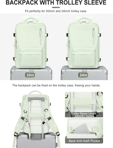Vista 2 de VGCUB Mochila grande de viaje para trabajo, negocios, mochila para computadora portátil aprobada para vuelo, para mujeres y hombres, mochila