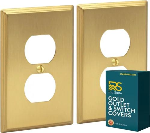 Vista 26 de Rio Salto BRASS Deco Collection - Placa de pared ciega de metal dorado de tamaño estándar, cubierta de salida resistente a la corrosión