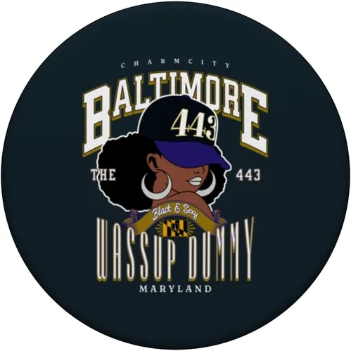 Vista 3 de 443 Código de área Baltimore Maryland Flag Blaq Girl Bmore Pride PopSockets estándar PopGrip