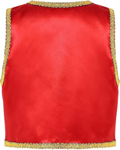 Vista 5 de dPois Disfraz de príncipe árabe vintage para niños, chaleco dorado y sombrero con frente abierto, disfraz de Halloween